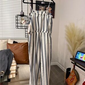 Striped Blue and White Jumpsuit